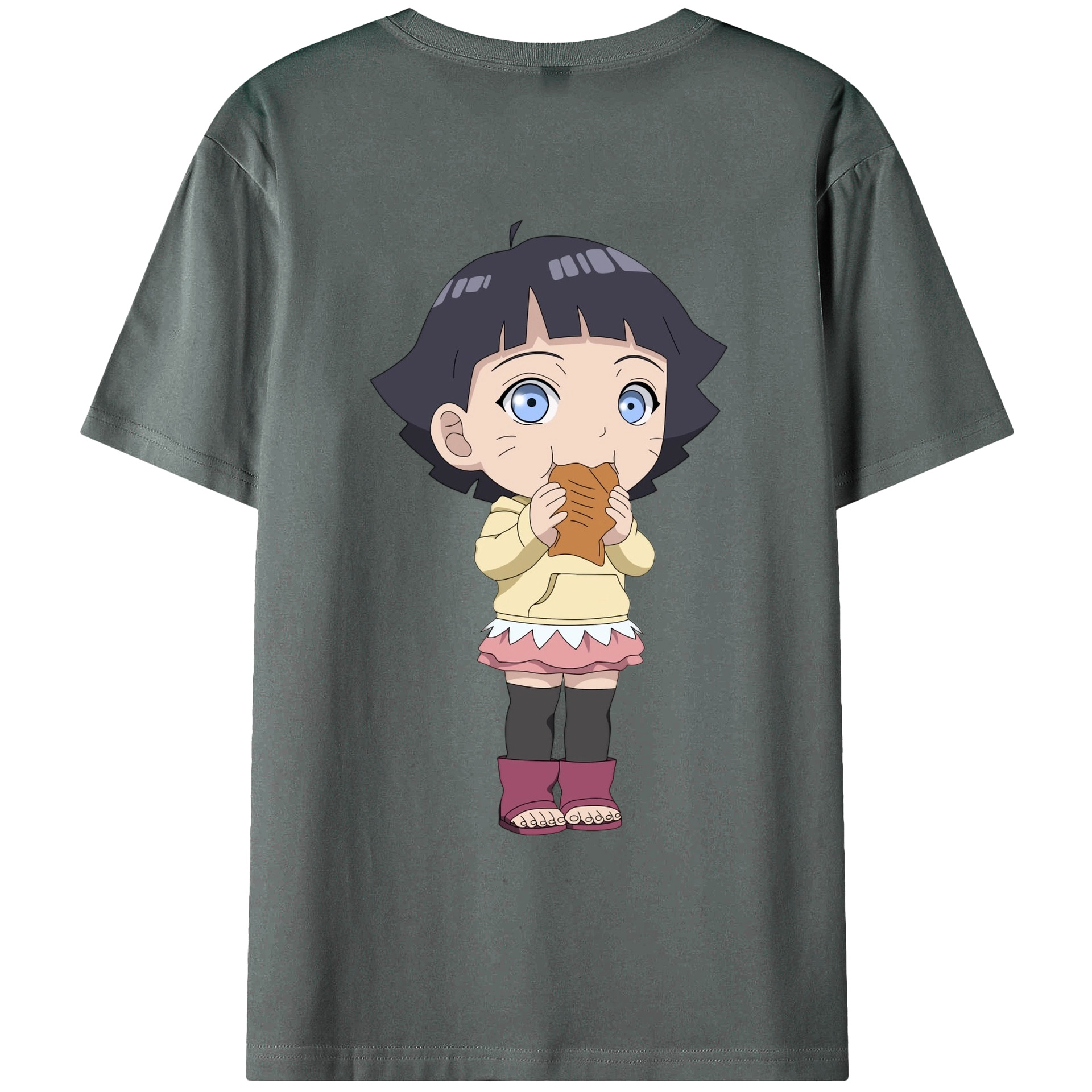 （画像用） NARUTO -ナルト- うずまき ヒマワリ Uzumaki Himawari 綿100％ メンズ半袖Tシャツ（バックプリント） 通気性
